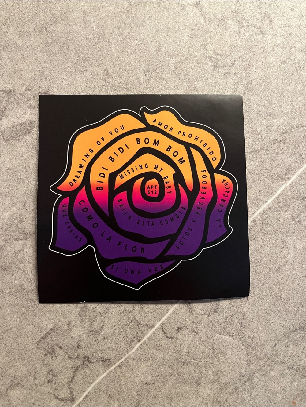 Selena Quintanilla Rose Gradient Sticker - Orange to Purple Floral Design